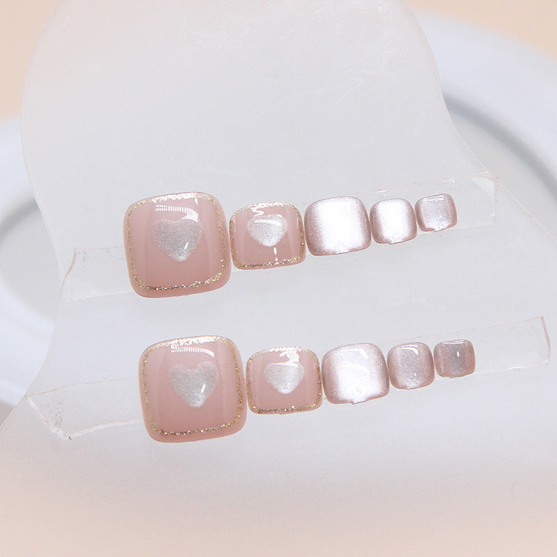 Summer pink cat eye love wearing armor flash fan group sweet girl Press-on toenails fake nails Press-on toenails nail mixed batch nails|365nails