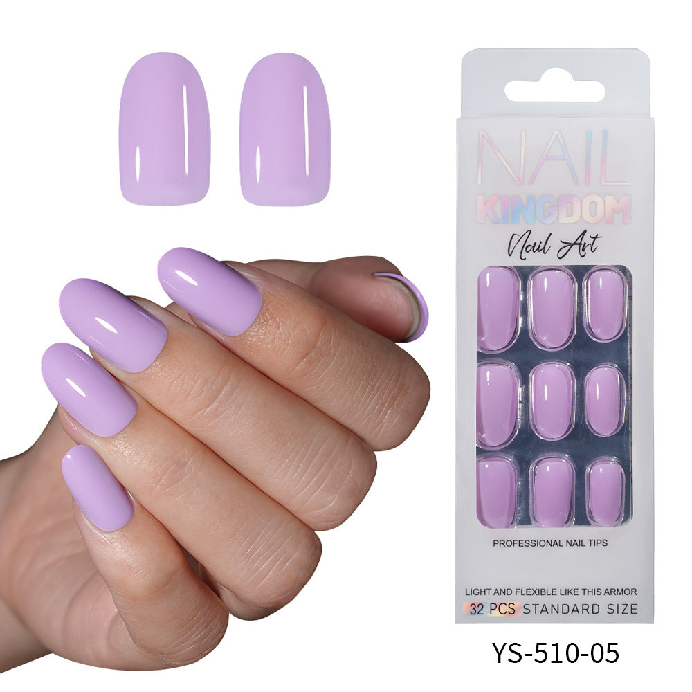 Popular solid color press on nails advanced sense versatile patch nail art short oval removable fake nail piece wholesale