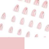 Unhas curtas de pressão com glitter em formato de flor de vento rosa simples |365nails