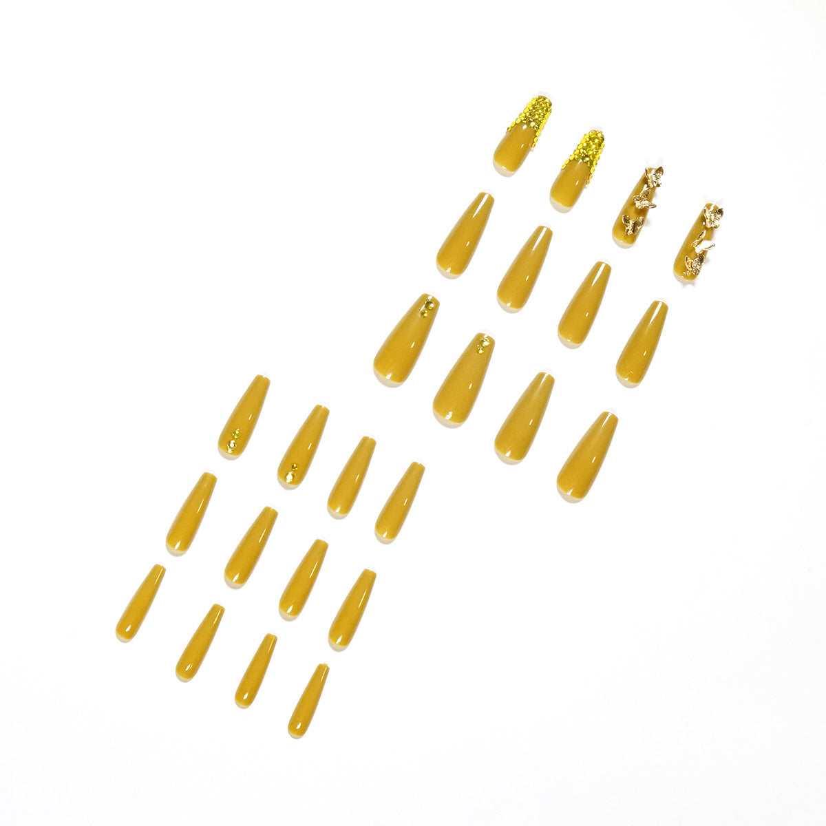 Mustard Yellow Full Diamond Wear Nail Butterfly Nail Art French Nail Patch Whitening Nail Art Patch Wear Nail Art Wholesale|365nails