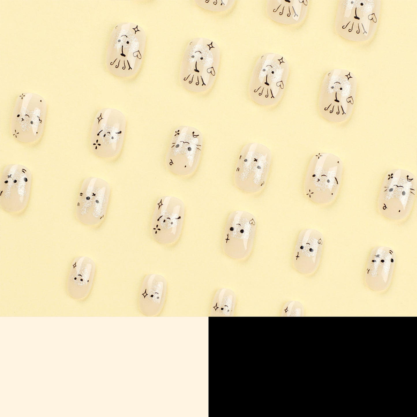 Mini unhas curtas de pressão, unhas de coelho fofas de desenho animado, peça de unha com glitter de estrela, unhas de amor, peça de unha, atacado|365 unhas