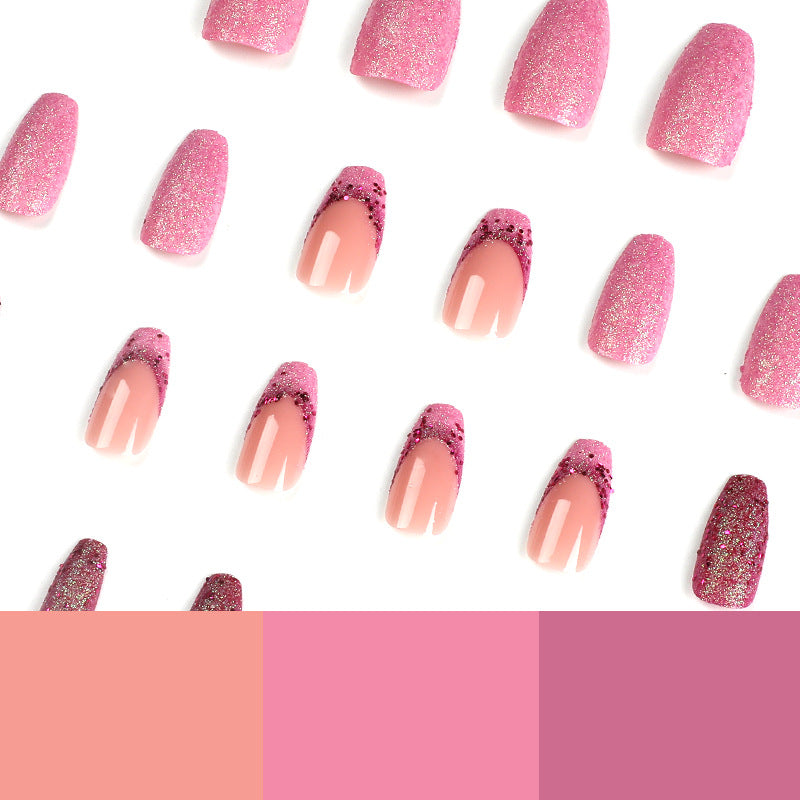 Polvo para uñas a presión Brillantina morada Arte de uñas con lentejuelas francesas Pegatina para uñas portátil Pieza de arte de uñas Uña removible terminada|365nails
