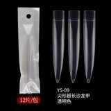 Nail Tips lengthening salon art nail pads 12 pcs bagged pointed  performance manicure super long fake nail pads
