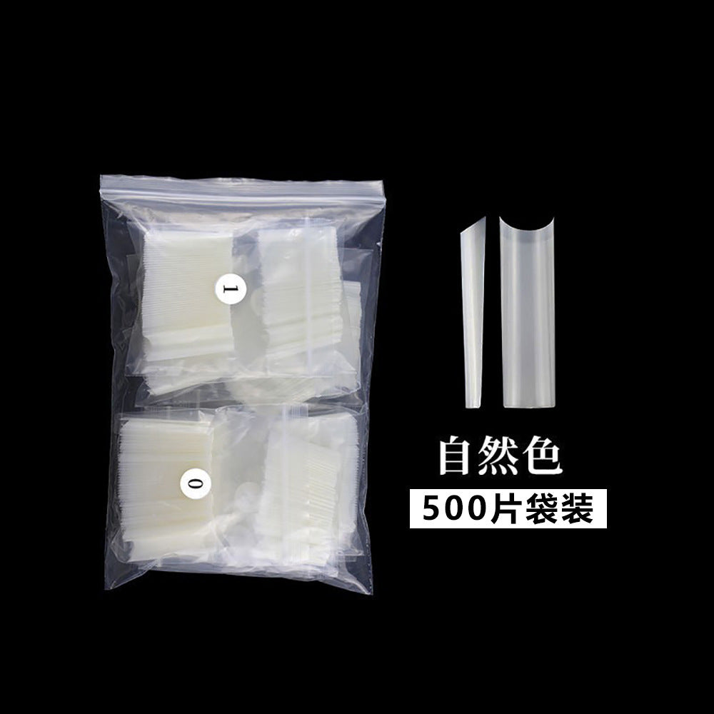 Nail Tips nail plate semi-sticker, light sticker, transparent XXL water pipe nail 500 pieces, boxed flat head fake nail, extended patch nail art.