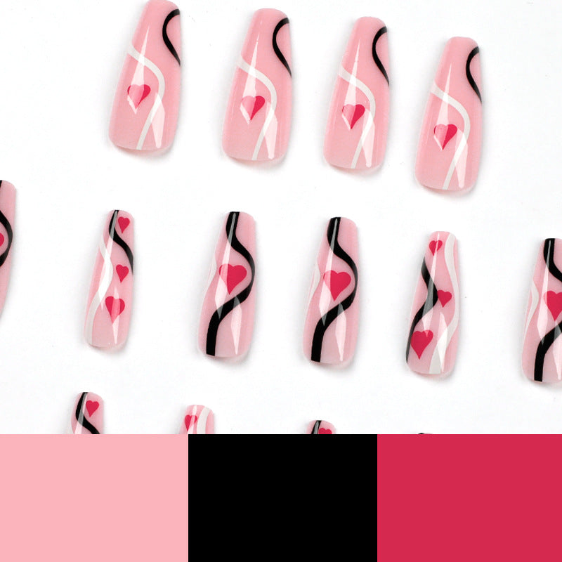 Almohadillas para uñas con diseño de ballet, polvos desnudos, líneas blancas y negras, almohadillas para uñas con diseño de amor, venta al por mayor | 365nails