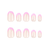 24 pieces simple short short round wearable French manicure rose red detachable wearable nail piece finished product wholesale