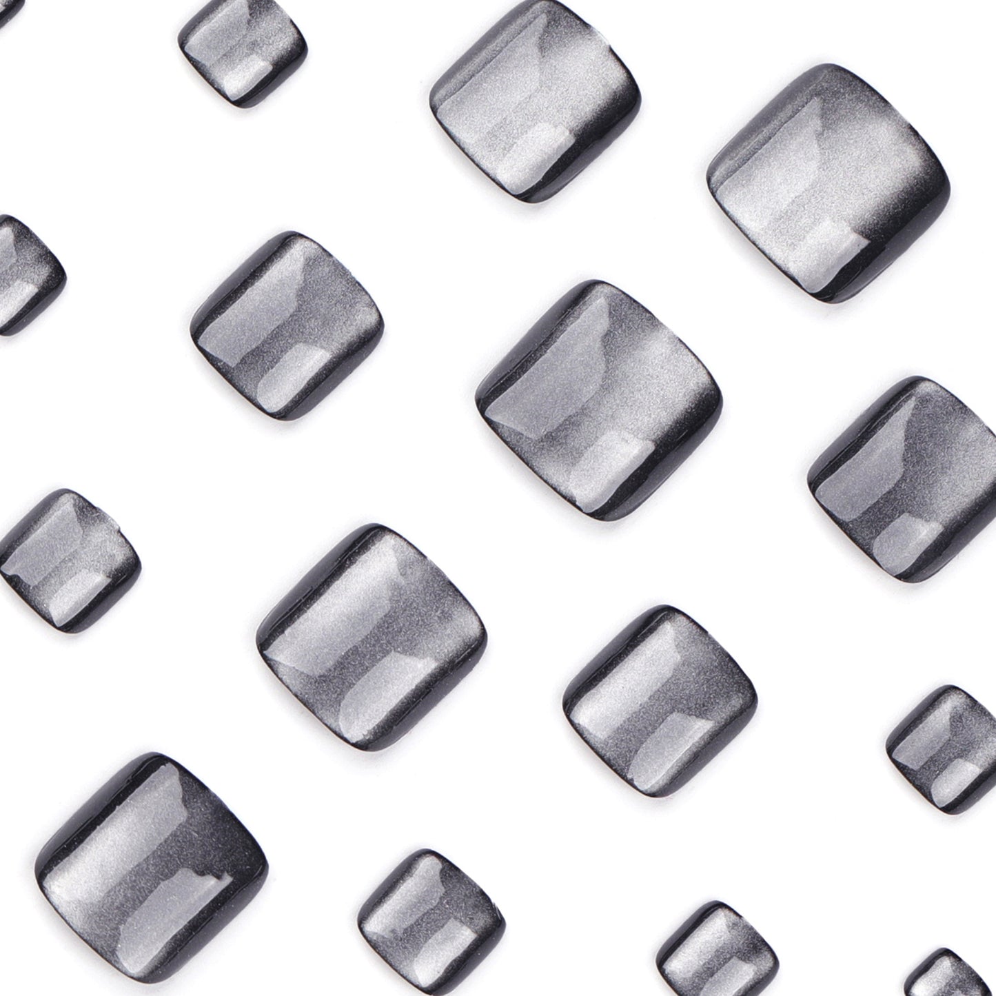 Foot manicure black solid color cat eye foot nail explosion press on nails|365nails