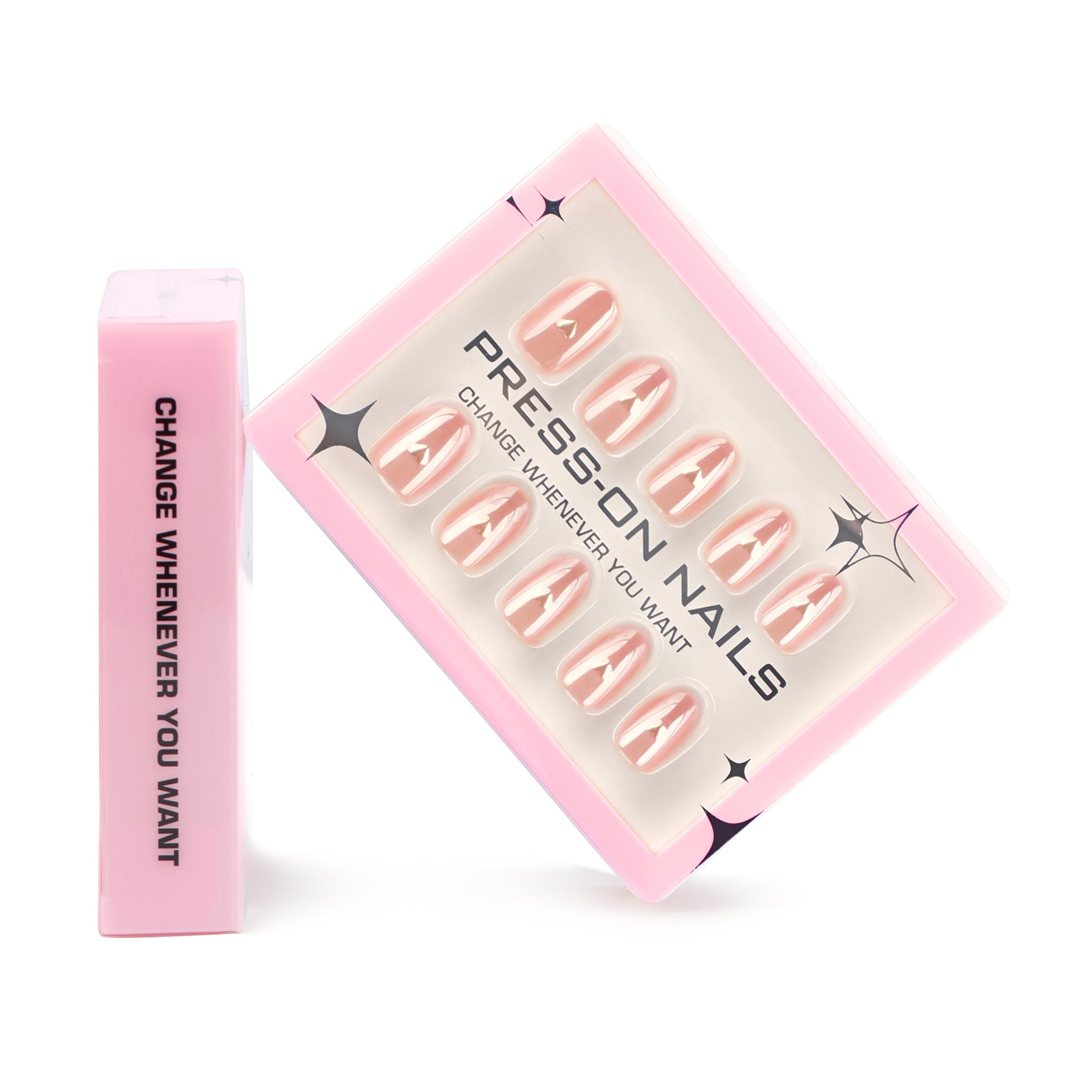 30 pieces of golden love short almonds press-on nails