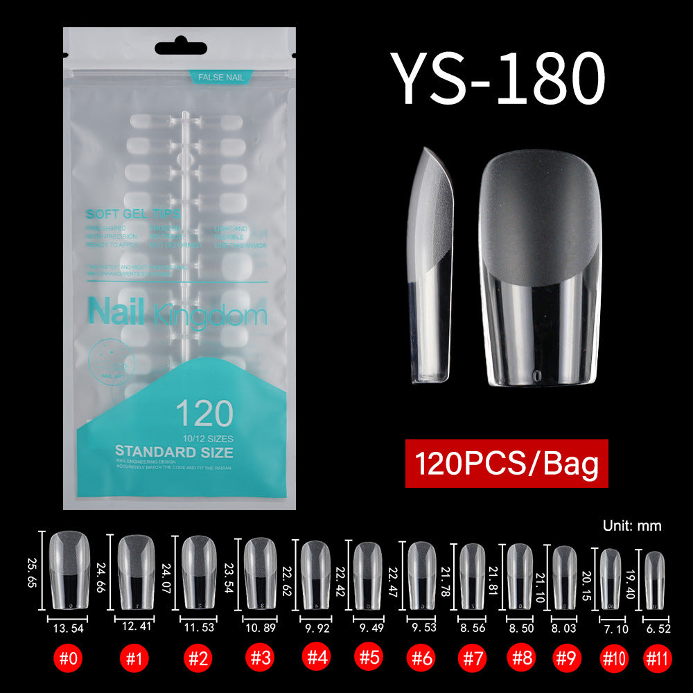 Nail Tips Free engraving and semi-matte press on nails pads 120 pieces, transparent and seamless fake nails in bags, fully attached to matte nail pads