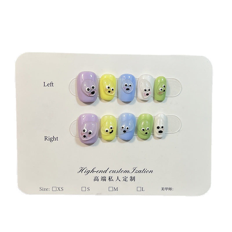 Handmade nail art short cartoon hand-painted cute wind fake nail finished nail art patch press-on nails wholesale|365nails