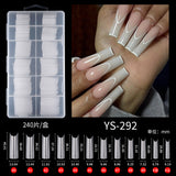 Nail Tips Nail matte, cut-free grinding, semi-sticker, long 240 pieces, boxed transparent water pipe nail patch, fake nail wholesale