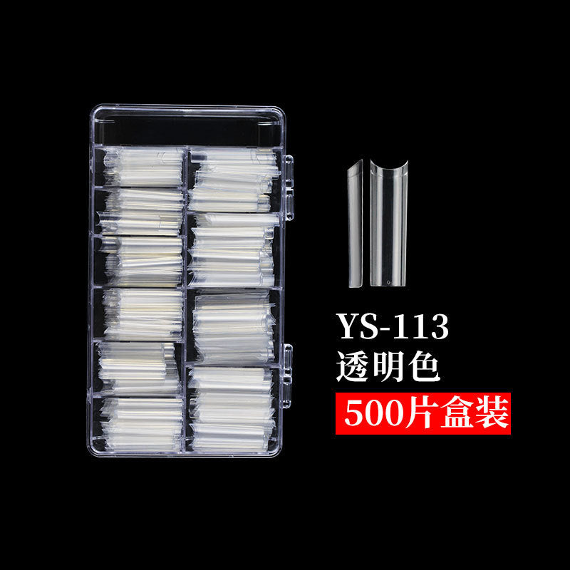 Nail Tips Nail plate semi-sticker, light sticker, lengthened XXXL water pipe nail NO C arc, light French manicure, transparent fake nail