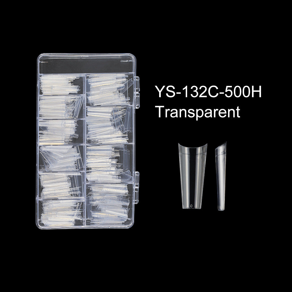 Nail Tips Nail piece XL denim nail 500 pieces in a box, extended transparent fake nail half sticker, light sticker trapezoidal nail piece