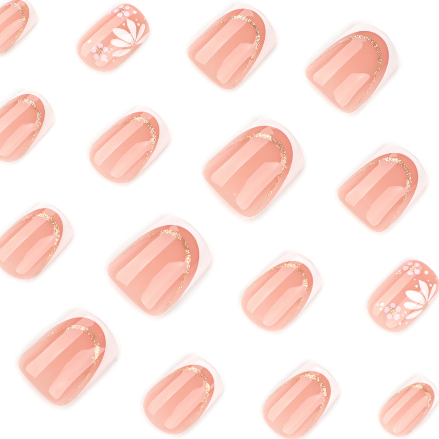 Simple and fresh French white short square press-on nails
