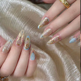 Monet style  hot-selling press on nails love flower wearing fake nail manicure short almond nail piece|365nails