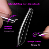 Nail Tips press on nails pads 96 pieces seamless ultra-thin almond fake nail patches removable fully transparent matte extended manicure