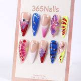 365Nails Pop-Color French with 3D Purple Orchid and Rhinestone Accents Press-On Nails