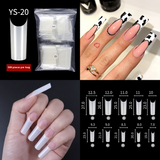 Nail Tips semi-stick water pipe nail piece, French C-arc false nail press on nails patch, extended square head C-type water pipe nail