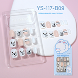 Children press on nails, cartoon 24-piece boxed finished product, sweet and cute children's removable fake nail patch manicure