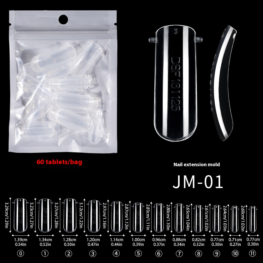 Nail Tips nail mold crystal without paper holder, rapid phototherapy, 60 nail extension tablets, bagged with graduated nail film, wholesale
