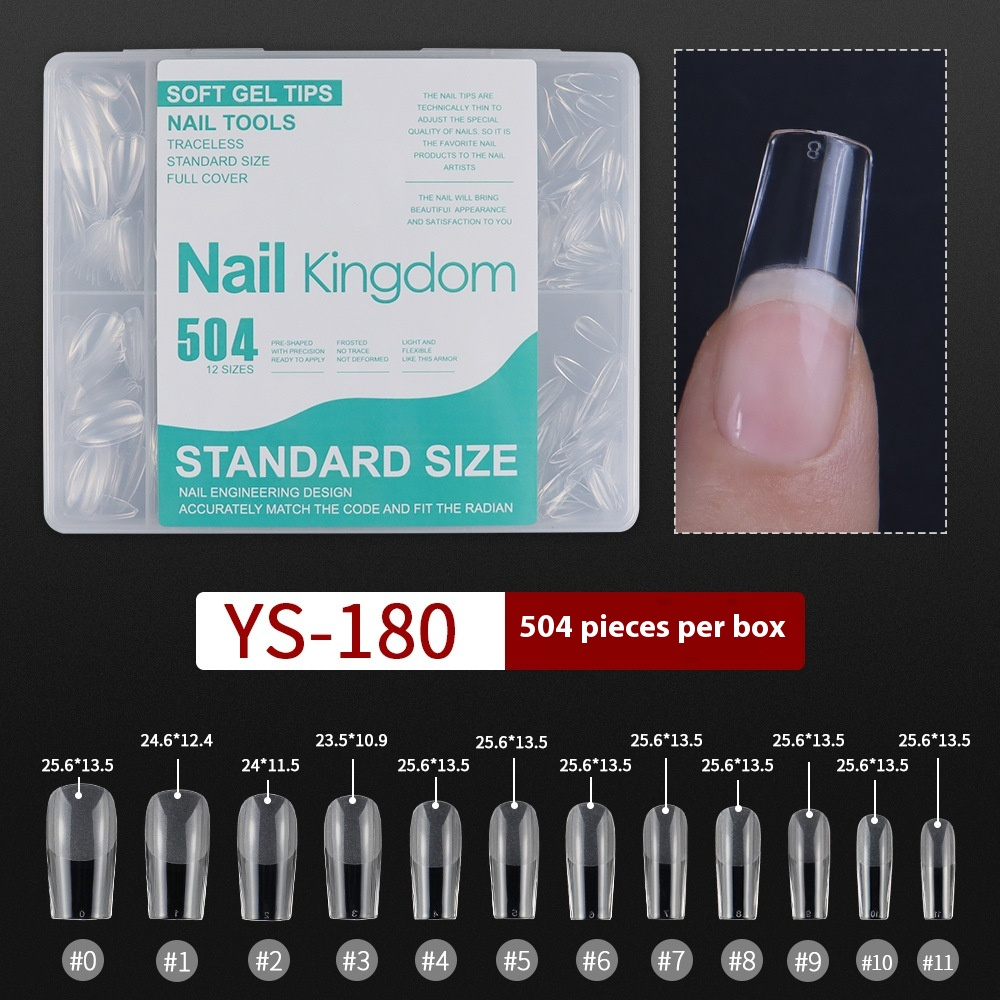 Nail Tips nail piece semi-matte 504 pieces boxed trapezoidal almond fake nail patch transparent and seamless nail art