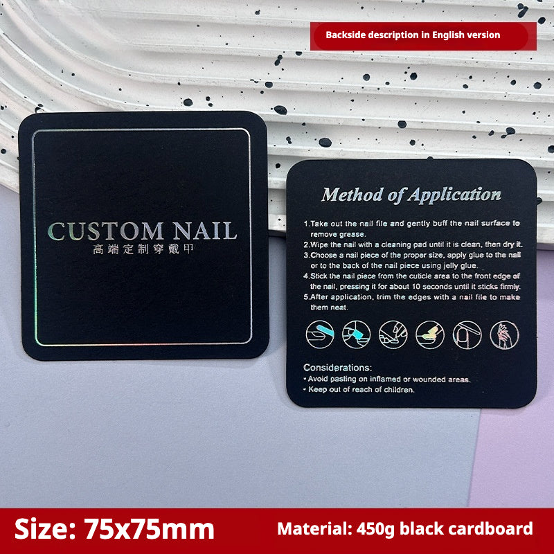 Press-On Nails Instruction Card Multi-style bronzing (MOQ:50 pieces)