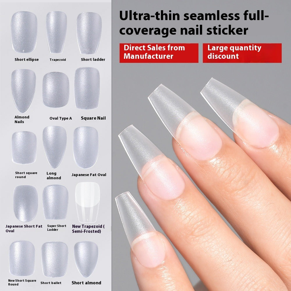 Nail Tips press on nails pads, matte 240 pieces, full stickers, transparent oval trapezoidal non-marking, no-grinding patches, nail pads
