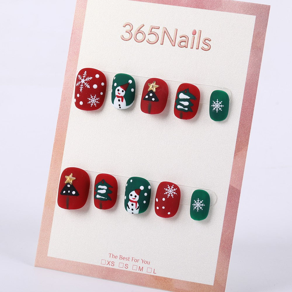 365Nails Snowman & Snowflake Matte Short Square Set
