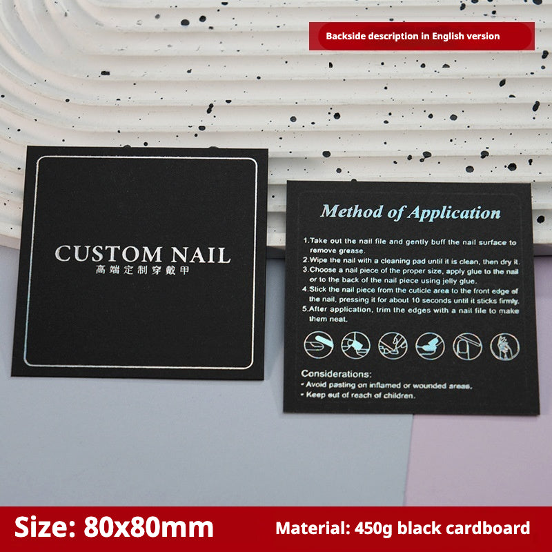 Press-On Nails Instruction Card Multi-style bronzing (MOQ:50 pieces)