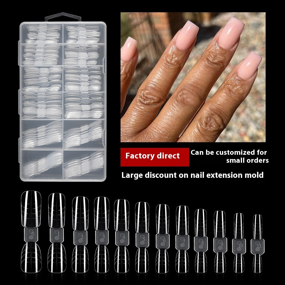 Nail Tips Nail art extension nail mold 120 pieces boxed, no paper holder, no trace oval with scale line, rapid phototherapy nail film wholesale