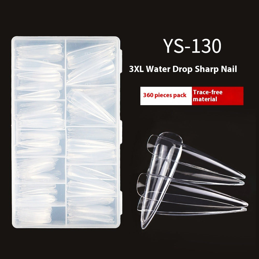 Nail Tips nail pads, super long 504 pcs, boxed seamless transparent extended nail pads, water drop art nail pads, pointed patch nail art