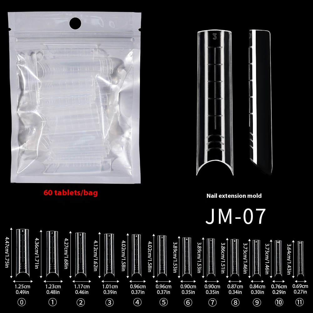 Nail Tips nail mold crystal without paper holder, rapid phototherapy, 60 nail extension tablets, bagged with graduated nail film, wholesale