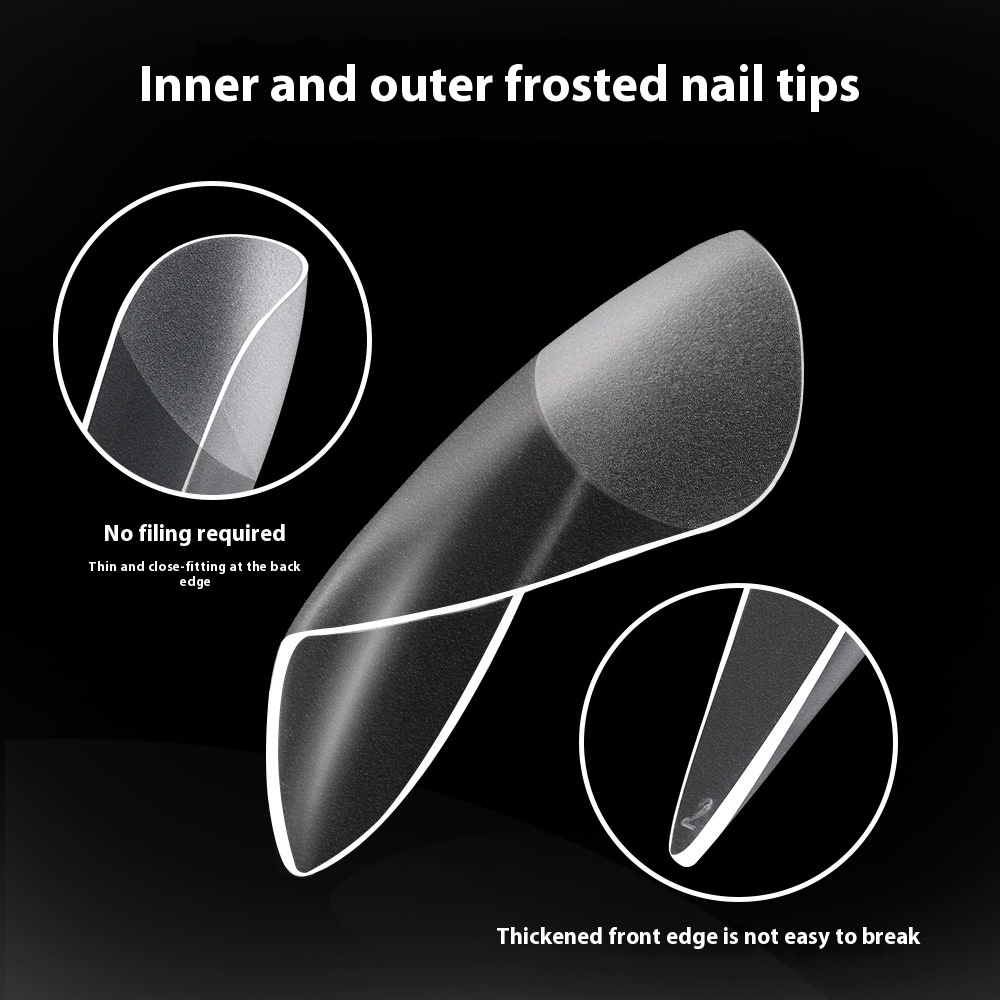 Nail Tips nail piece semi-matte 504 pieces boxed trapezoidal almond fake nail patch transparent and seamless nail art