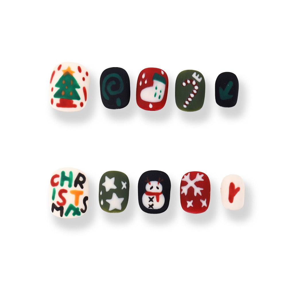 365Nails Doodle Christmas Matte Short Square Set