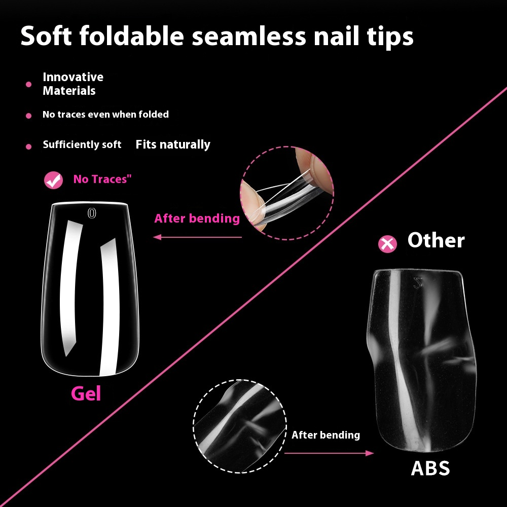Nail Tips Full number of special nail pads for nail salons, transparent and seamless 150 pcs, boxed press on nails pads, almond trapezoidal fake nails.