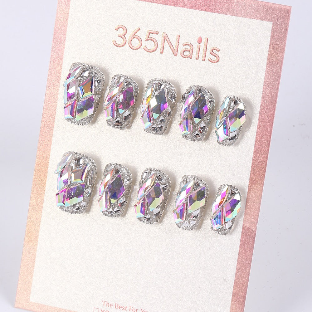 Set de uñas postizas con cristales de espejo y diamantes de imitación 365Nails