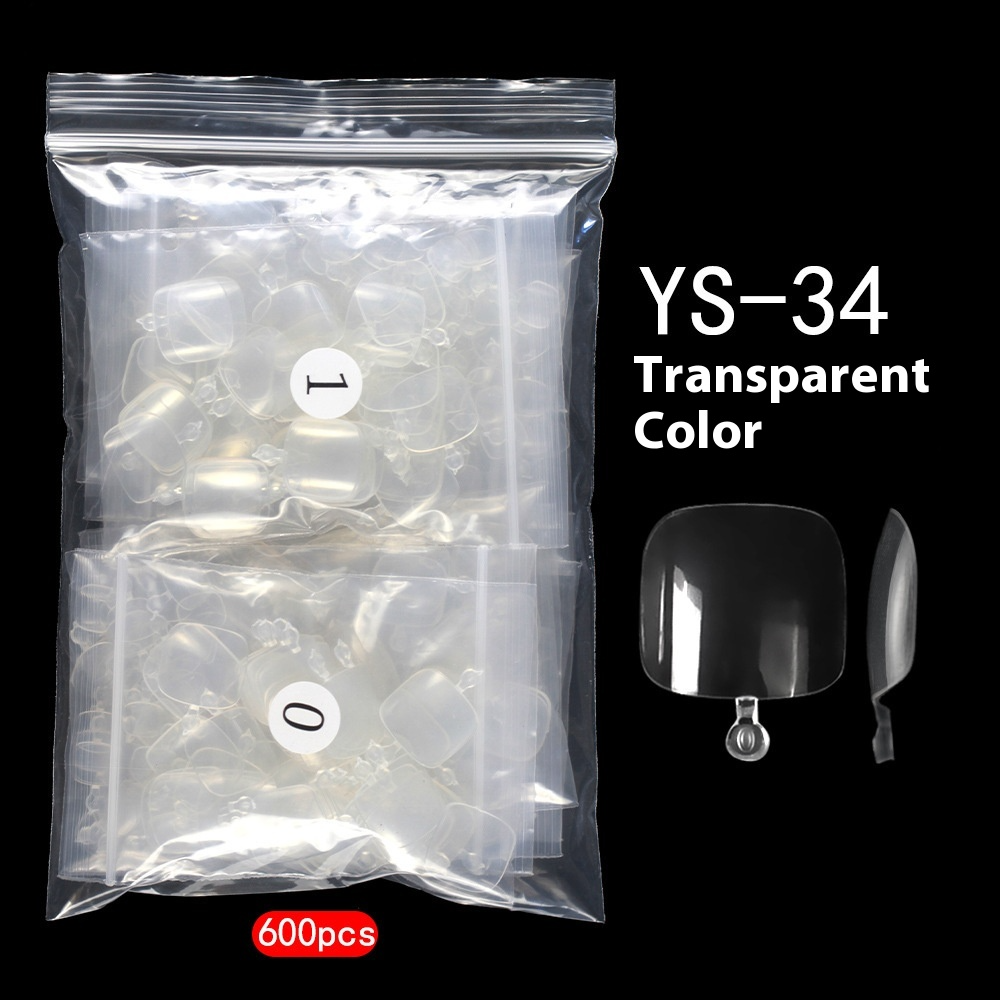 Nail Tips New toenail slices 600 pieces in a bag, transparent short toenail slices, all pasted with light and thin toenail nail slices
