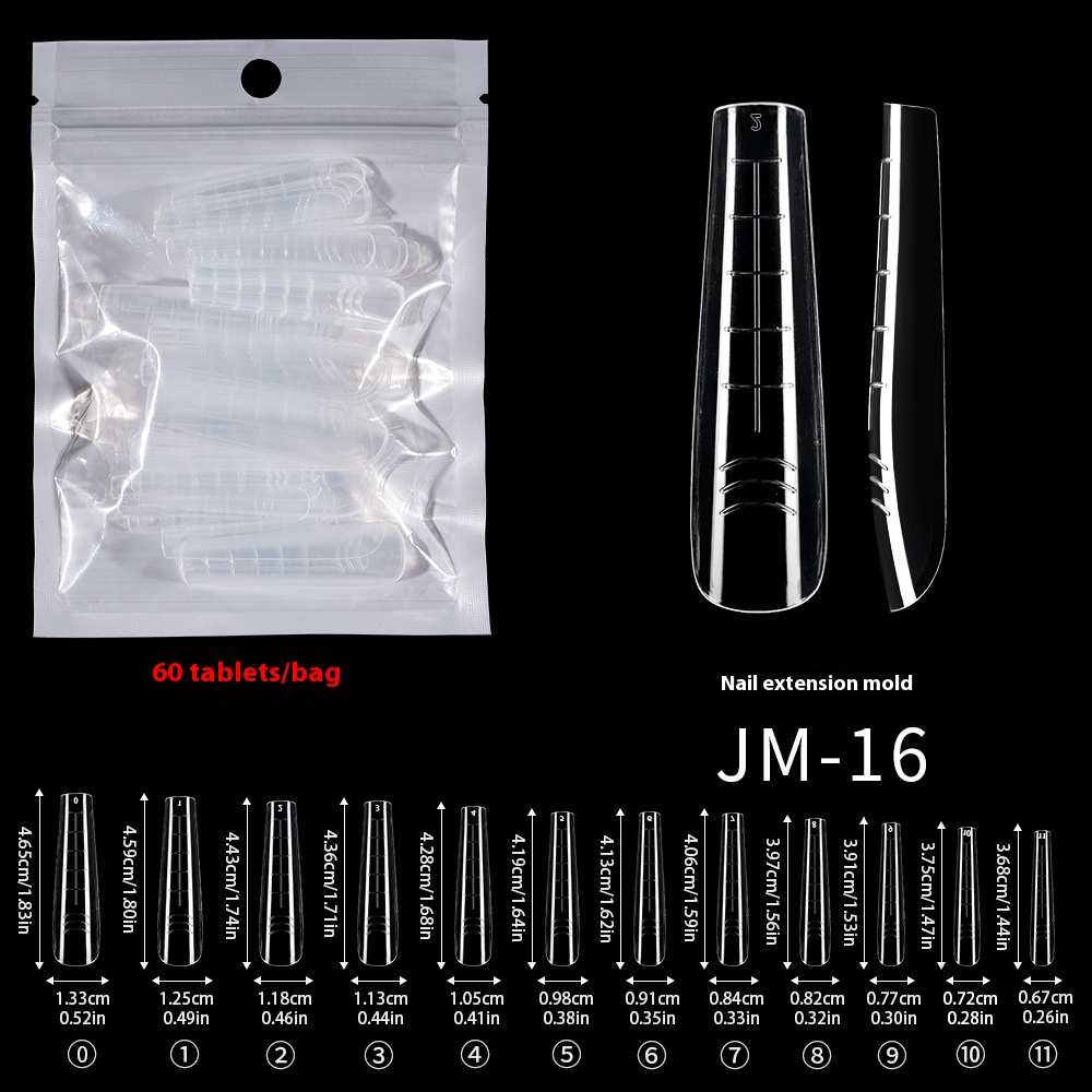 Nail Tips nail mold crystal without paper holder, rapid phototherapy, 60 nail extension tablets, bagged with graduated nail film, wholesale