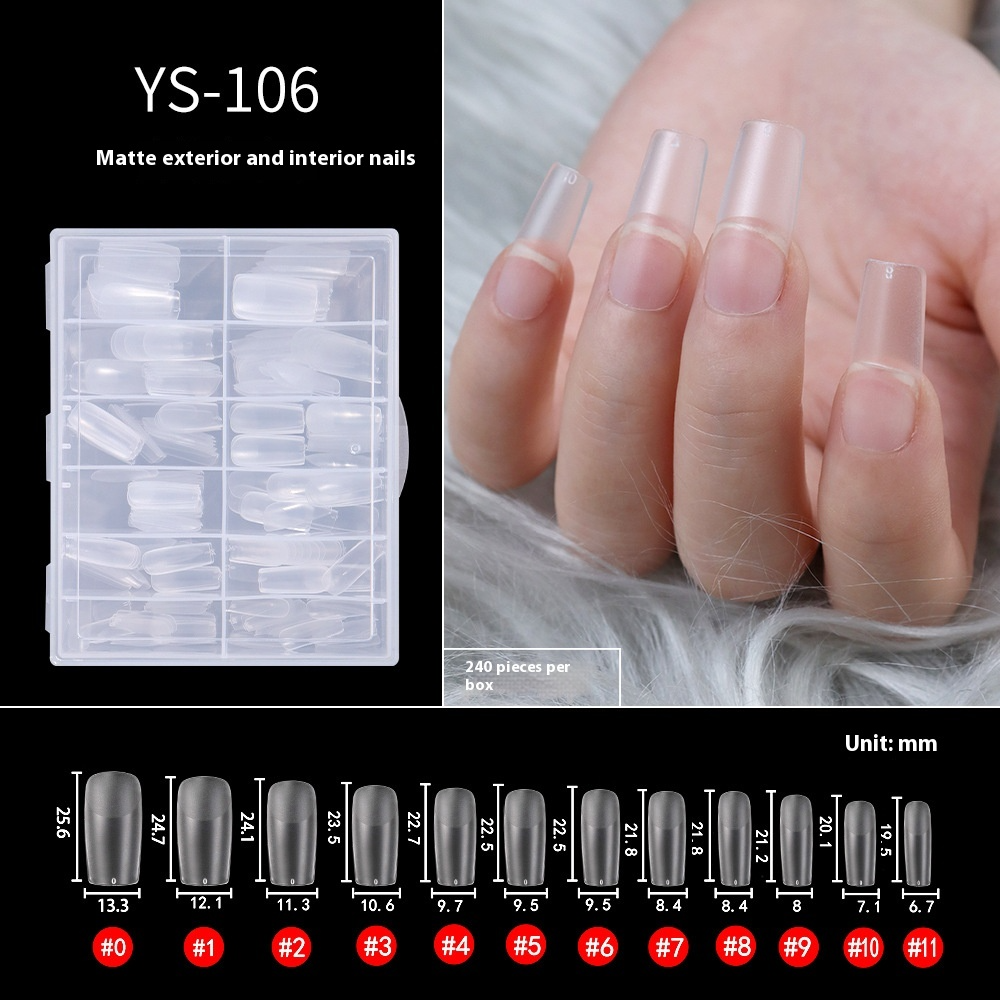 Nail Tips Transparent semi-matte nail art, special nail piece for press on nails piece, no trace 240 pieces, broken piece box, full sticker, matte fake nail.