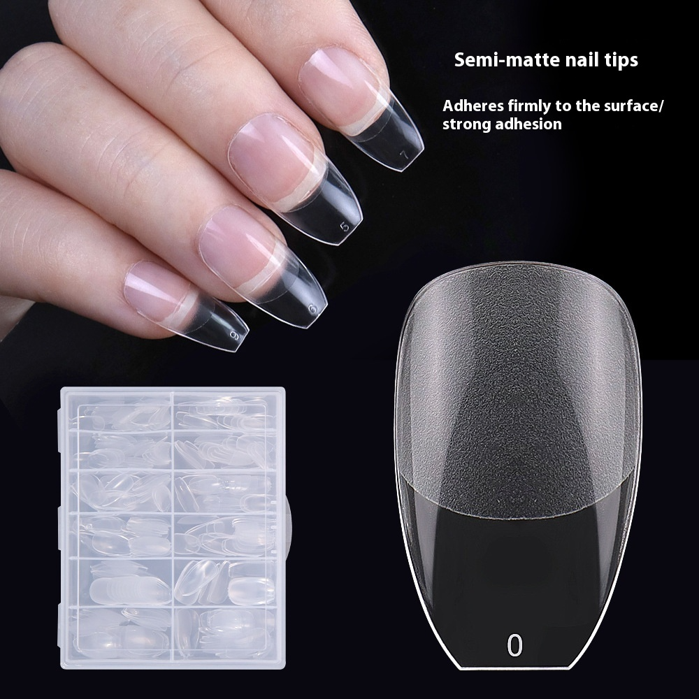 Nail Tips Transparent semi-matte nail art, special nail piece for press on nails piece, no trace 240 pieces, broken piece box, full sticker, matte fake nail.
