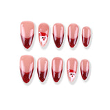 Burgundy French Santa Claus Medium Almond press on nail
