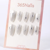 365Nails Almendra Gris Luz de Luna con Estrellas Plateadas