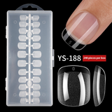 Nail Tips No-File Short Press-On Nails (Full Sizes) — Semi-Matte, Square & Round, Clear Case