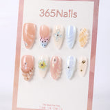365nails milky apricot jelly with shell carving and mini rhinestones press-onsSold in packs of 5. Minimum order: 1 pack (5 pcs). Quantity = number of packs. Qty 1 = 5 pcs