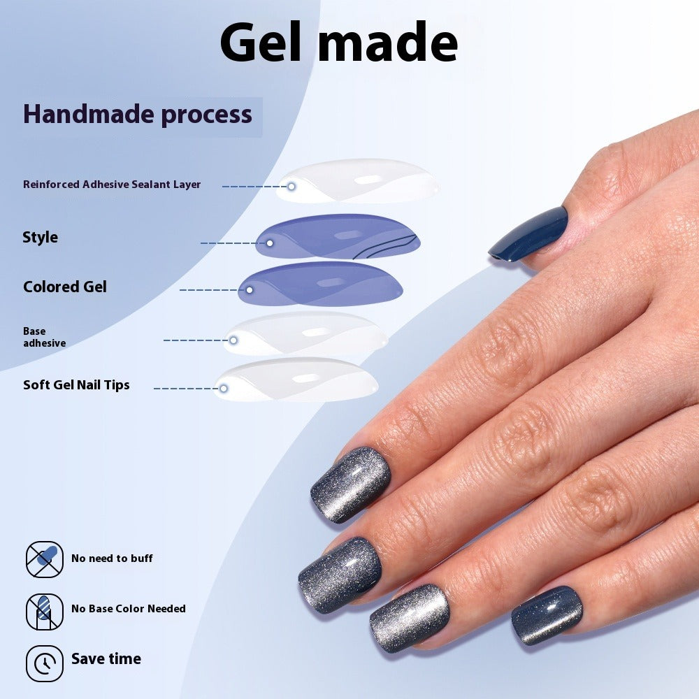 Nail Tips Popular cat eye press on nails, short square nail matte removable fake nails 120 pieces, boxed nail art women