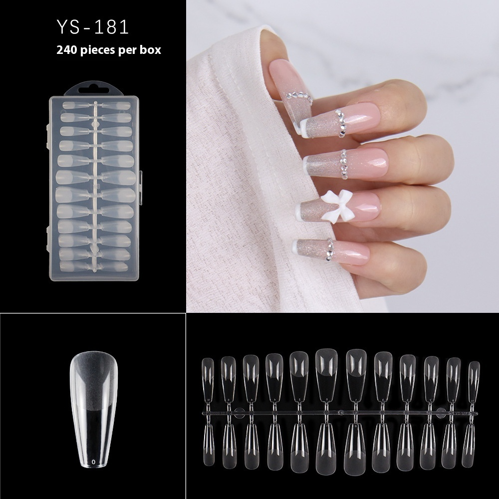 Nail Tips nail piece semi-matte 504 pieces boxed trapezoidal almond fake nail patch transparent and seamless nail art