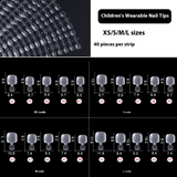 Nail Tips New children's press on nails pads, 40 pieces of sub-size matte, one size has no marks, no engraving and grinding, removable fake nails.