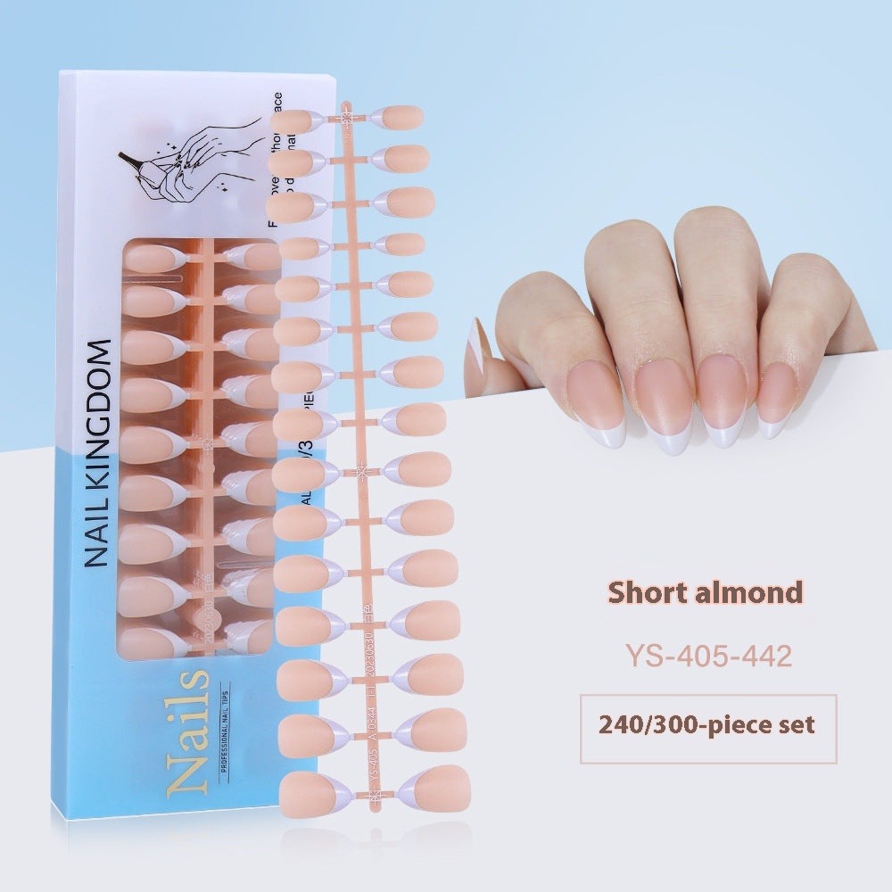 Nail Tips New French press on nails 240 pieces boxed fake nail manicure work in progress matte full sticker French nail piece