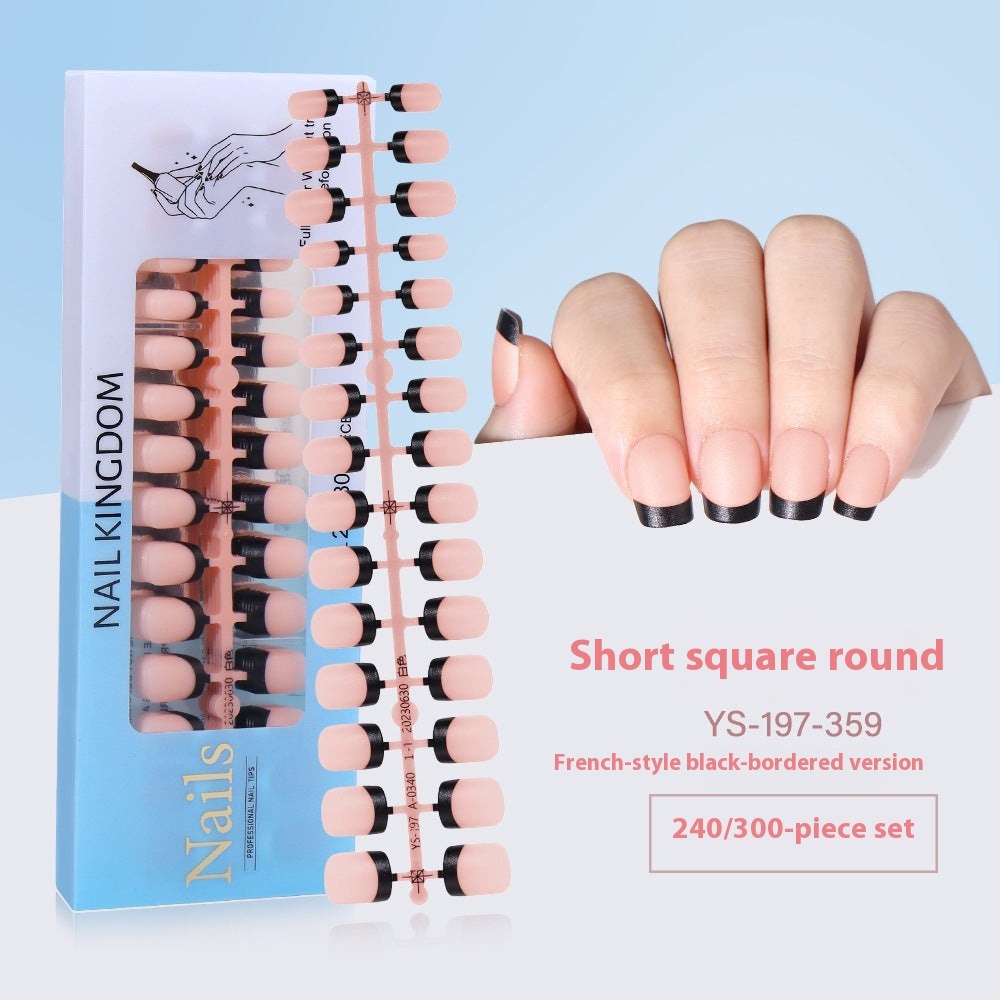Nail Tips New French press on nails 240 pieces boxed fake nail manicure work in progress matte full sticker French nail piece