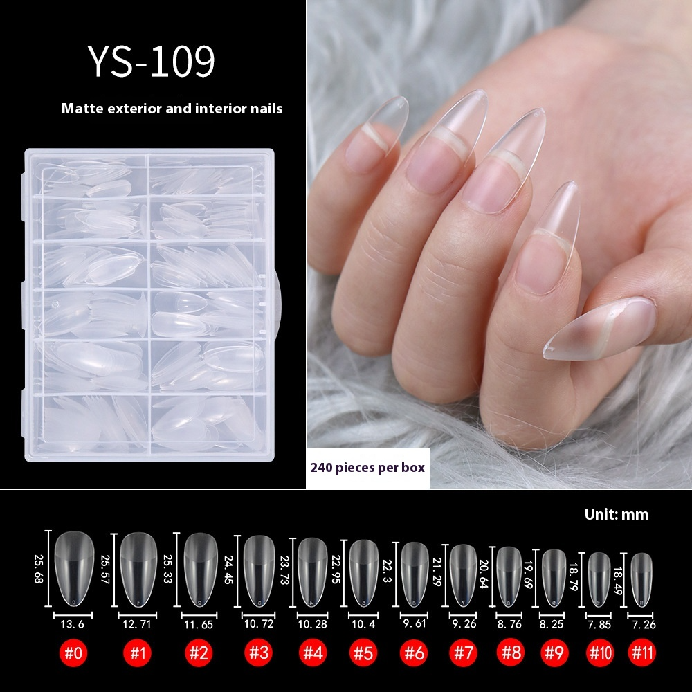 Nail Tips Transparent semi-matte nail art, special nail piece for press on nails piece, no trace 240 pieces, broken piece box, full sticker, matte fake nail.